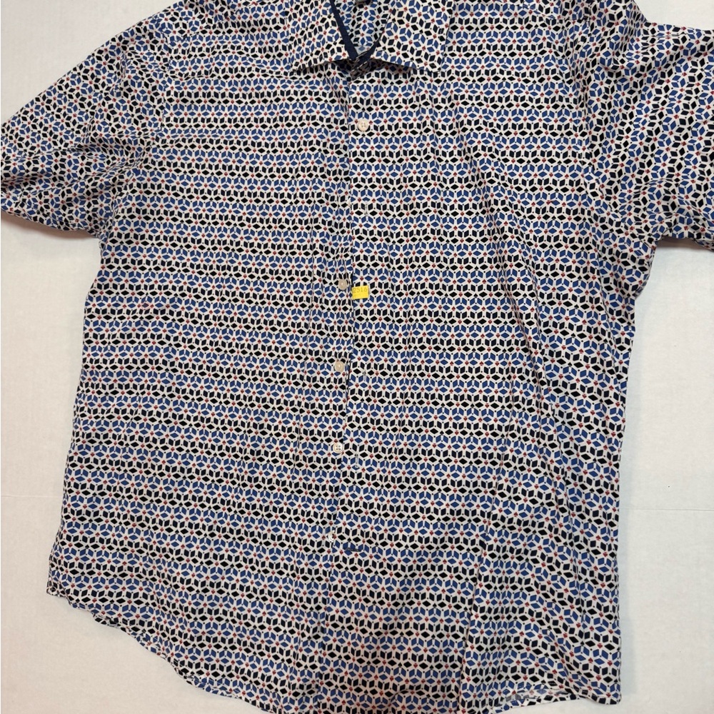 Paulo Solari Poker Patterned Blue and White Shirt